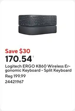 Staples Logitech ERGO K860 Wireless Ergonomic Keyboard - Split Keyboard offer