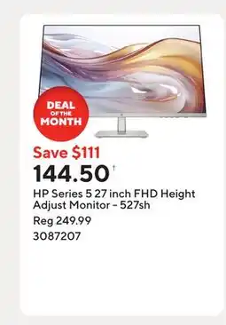 Staples HP Series 5 27 inch FHD Height Adjust Monitor - 527sh offer