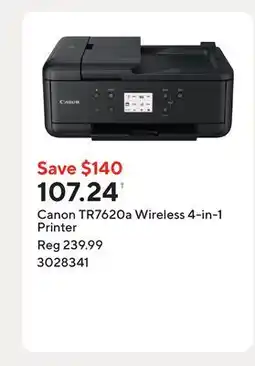 Staples Canon TR7620a Wireless 4-in-1 Printer offer