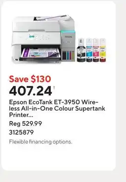 Staples Epson EcoTank ET-3950 Wireless All-in-One Colour Supertank Printer – White offer