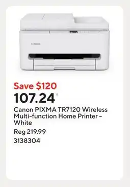 Staples Canon PIXMA TR7120 Wireless Multi-function Home Printer – White offer