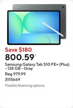 Staples Samsung Galaxy Tab S10 FE+ (Plus) - 128 GB - Gray offer