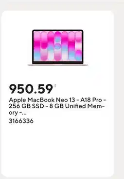 Staples Apple MacBook Neo 13 - A18 Pro - 256 GB SSD - 8 GB Unified Memory - Blush - French offer