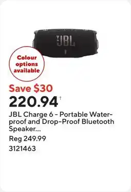 Staples JBL Charge 6 - Portable Waterproof and Drop-Proof Bluetooth Speaker - Black offer