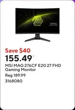 Staples MSI MAG 276CF E20 27 FHD Gaming Monitor offer
