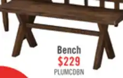 The Brick Plum Dining Bench, Wood, Live-Edge Look, 47.25W- Nutmeg Brown offer