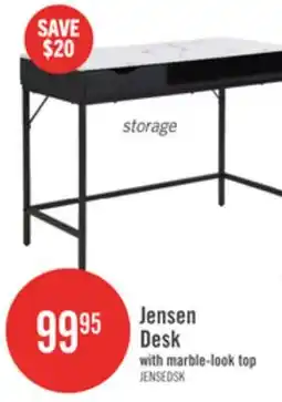 The Brick Jensen 40 Desk with Marble-Look Top and Storage – Black offer