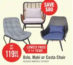 The Brick Oslo Outdoor Patio Lounger Chair - Hand-Woven Resin Wicker & Metal, UV & Weather Resistant - Grey offer
