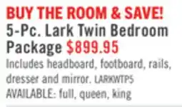 The Brick Lark 6pc Bedroom Set with Panel Bed, Dresser, Mirror & Nightstand, Rustic White - Twin Size offer