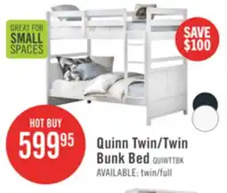 The Brick Quinn Bunk Bed with Ladder & Guard Rail for Kids, White - Twin/Twin offer