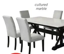 The Brick Verona 7pc Dining Set with Table & 6 Chairs, Culture Marbled Top, Trestle Base, 70W - White offer