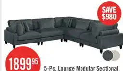 The Brick Lounge 5-Piece Chenille Modular Sectional – Grey offer