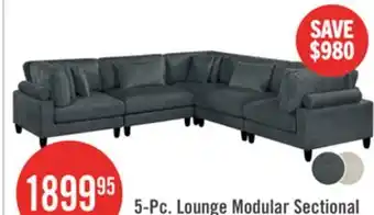 The Brick Lounge 5-Piece Chenille Modular Sectional – Grey offer