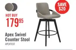 The Brick Apex Counter-Height Stool with Swivel Seat & Vegan Leather Fabric, 27H, Wood & Metal - Taupe offer