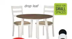 The Brick Bryn 3pc Dining Package with 42 Drop-Leaf Table & 2 Chairs, Fabric -Two-Tone White & Brown offer