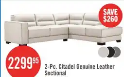 The Brick Citadel 2-Piece Right-Facing Top-Grain Genuine Leather Sectional with Wood Legs - Frost White offer