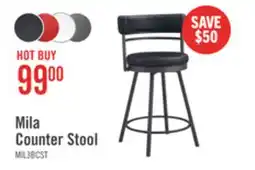 The Brick Mila Counter-Height Stool with Swivel Seat & Vegan Leather Fabric, 25H, Metal - Black offer