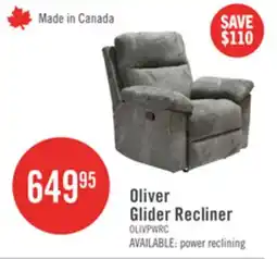 The Brick Made in Canada Oliver 40 Chenille Fabric Glider Reclining Chair - Addison Pewter Grey offer
