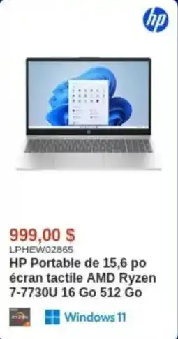 Canada Computers Hp portable de 15,6 po écran tactile amd ryzen 7-7730u 16 go 512 go offer