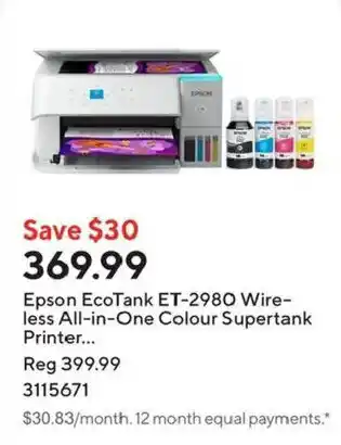 Epson EcoTank ET-2980 Wireless All-in-One Colour Supertank Printer