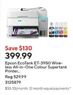 Staples Epson EcoTank ET-3950 Wireless All-in-One Colour Supertank Printer offer