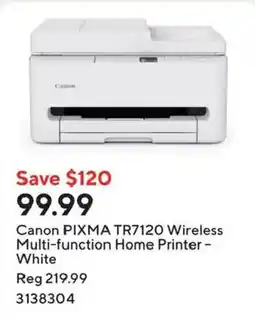 Staples Canon PIXMA TR7120 Wireless Multi-function Home Printer - White offer