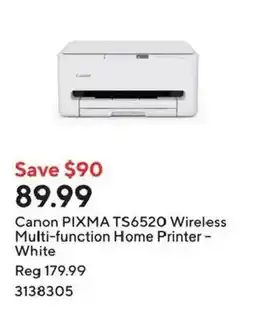 Staples Canon PIXMA TS6520 Wireless Multi-function Home Printer - White offer