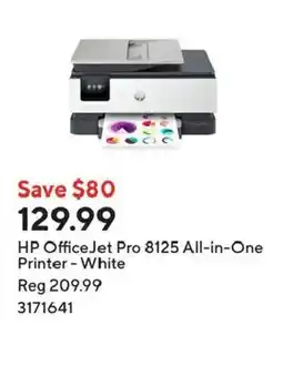 Staples Hp officejet pro 8125 all-in-one printer - white offer
