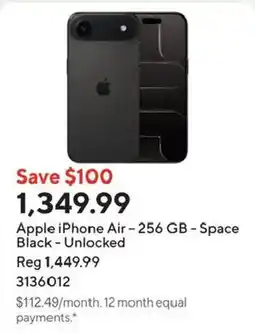 Staples Apple iPhone Air - 256 GB - Space Black - Unlocked offer