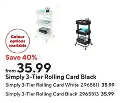 Staples Simply 3-Tier Rolling Card Black offer