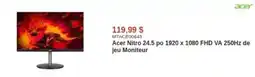 Canada Computers Acer Nitro 24.5 po 1920 x 1080 FHD VA 250Hz de jeu Moniteur offer