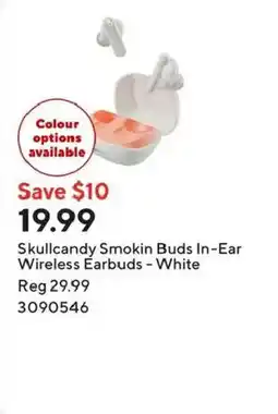 Staples Skullcandy Smokin Buds In-Ear Wireless Earbuds - White offer