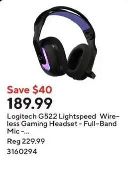 Staples Logitech G522 Lightspeed Wireless Gaming Headset - Full-Band Mic -.. offer