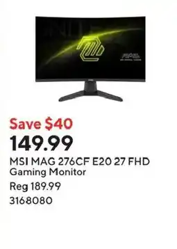 Staples msi mag 276cf e20 27 fhd gaming monitor offer