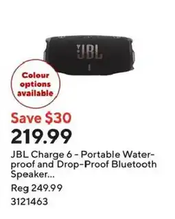 Staples Jbl charge 6 portable waterproof and drop proof bluetooth speaker offer