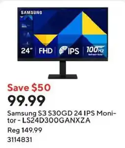 Staples Samsung S3 S30GD 24 IPS Monitor - LS24D300GANXZA offer