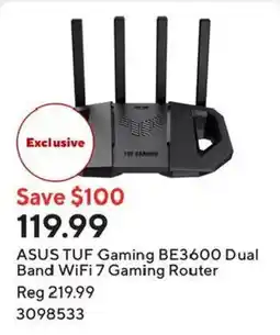 Staples Asus tuf gaming be3600 dual band wifi 7 gaming router offer