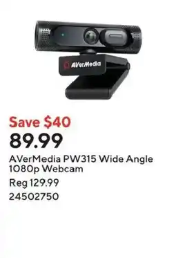 Staples AverMedia PW315 Wide Angle 1080p Webcam offer