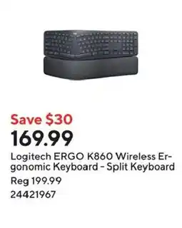 Staples Logitech ERGO K860 Wireless Ergonomic Keyboard - Split Keyboard offer