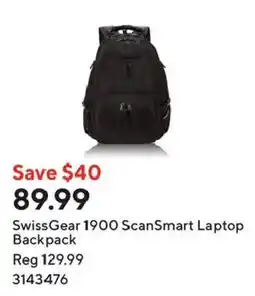Staples SwissGear 1900 ScanSmart Laptop Backpack offer