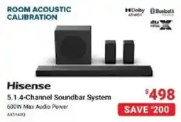 Visions Electronics Hisense 5.1.4-Channel Soundbar System offer
