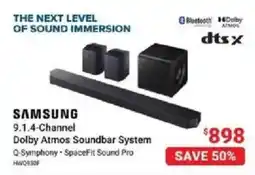 Visions Electronics Samsung 9.1.4-Channel Dolby Atmos Soundbar System offer