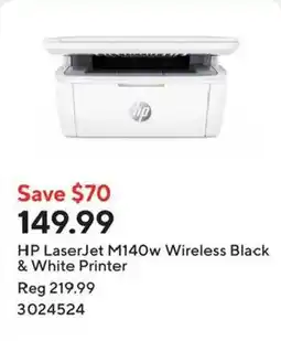 Staples hp laserjet m140w wireless black & white printer offer