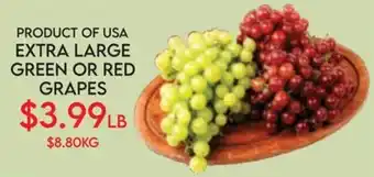 Extra large green or red grapes