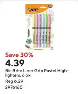 Staples Bic Brite Liner Grip Pastel Highlighters offer