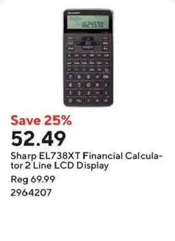 Staples Sharp EL738XT Financial Calculator 2 Line LCD Display offer