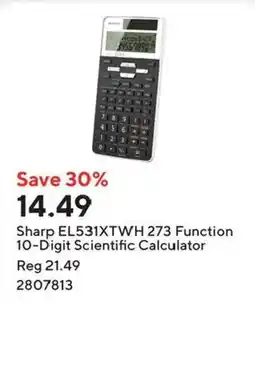 Staples Sharp EL531XTWH 273 Function 10-Digit Scientific Calculator offer