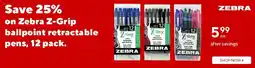 Staples Zebra Z-Grip ballpoint retractable pens offer