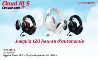 HyperX Cloud III S Casque de jeu sans fil Blanc