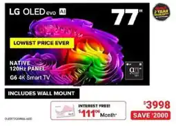 Visions Electronics LG OLED evo AI 77" offer